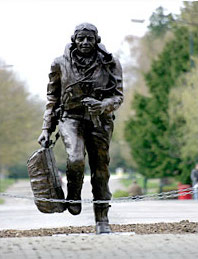 A photo of the Running Airman Memorial at Kings Hill