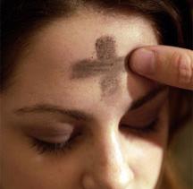 A photo of a girl being 'ashed' on Ash Wednesday